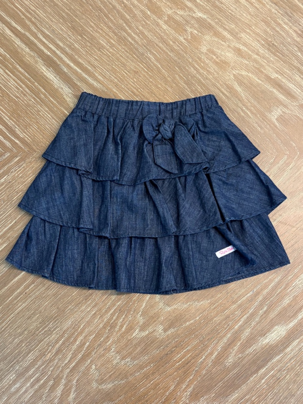Ruffle Butts Dark Blue Denim Tiered Ruffle Skirt